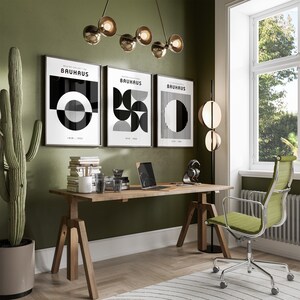 Bauhaus Poster Set, Set of 3 Mid Century Modern Prints in Black and ...