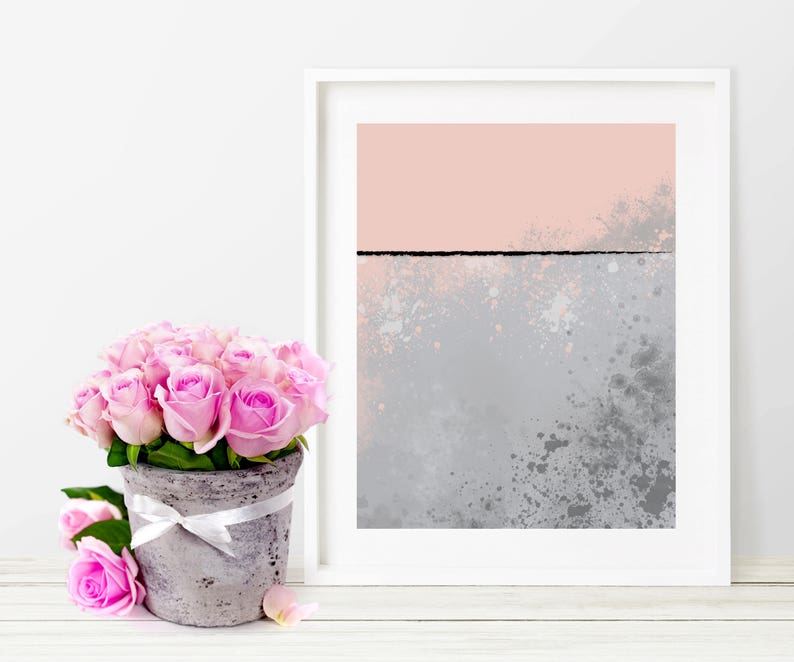 Abstract Art Blush and Grey Print Digital Painting Brush Etsy