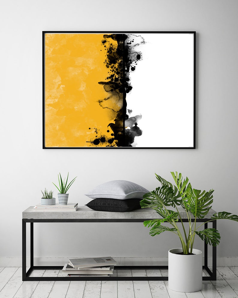 Abstract Art Print Mustard Yellow Print Digital Painting Etsy