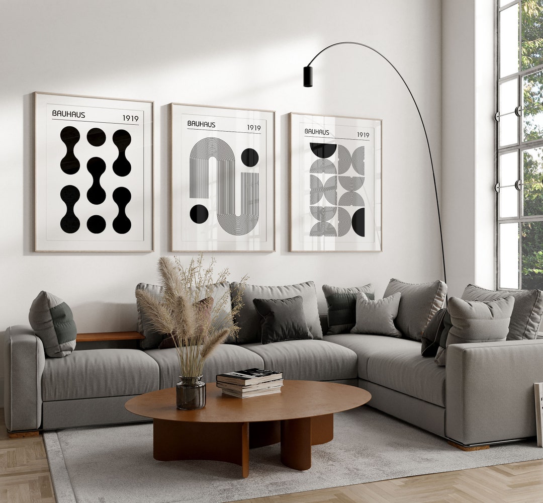 Bauhaus Poster Set of 3, Trendy Mid Century Modern Wall Art, 3 Piece ...