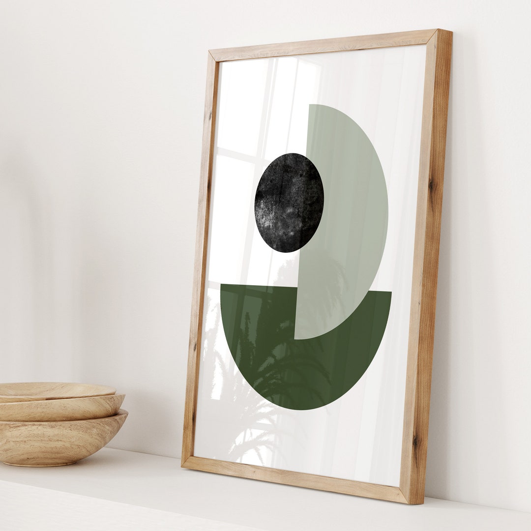 Green Boho Wall Art Mid Century Modern Poster Living Room - Etsy