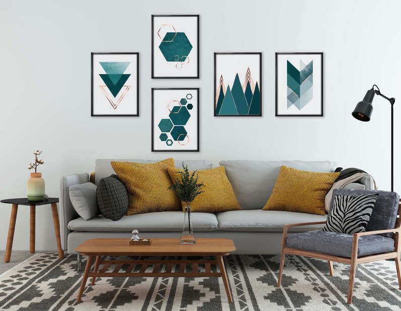 Geometric Posters Set of 5 Prints 5 Piece Gallery Wall Art Etsy UK