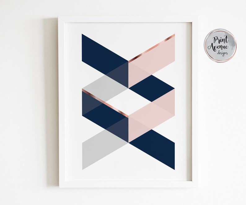 Set of 3 Geometric Art Prints Living Room Art Blush Pink & Etsy