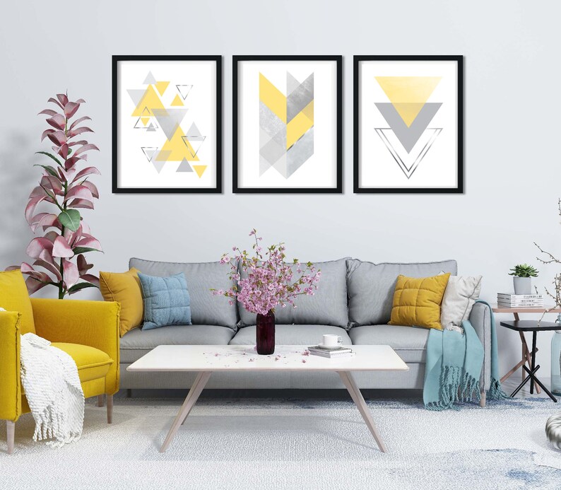 Gelbes & graues Kinderzimmer Kunstset Schlafzimmer Kunst | Etsy