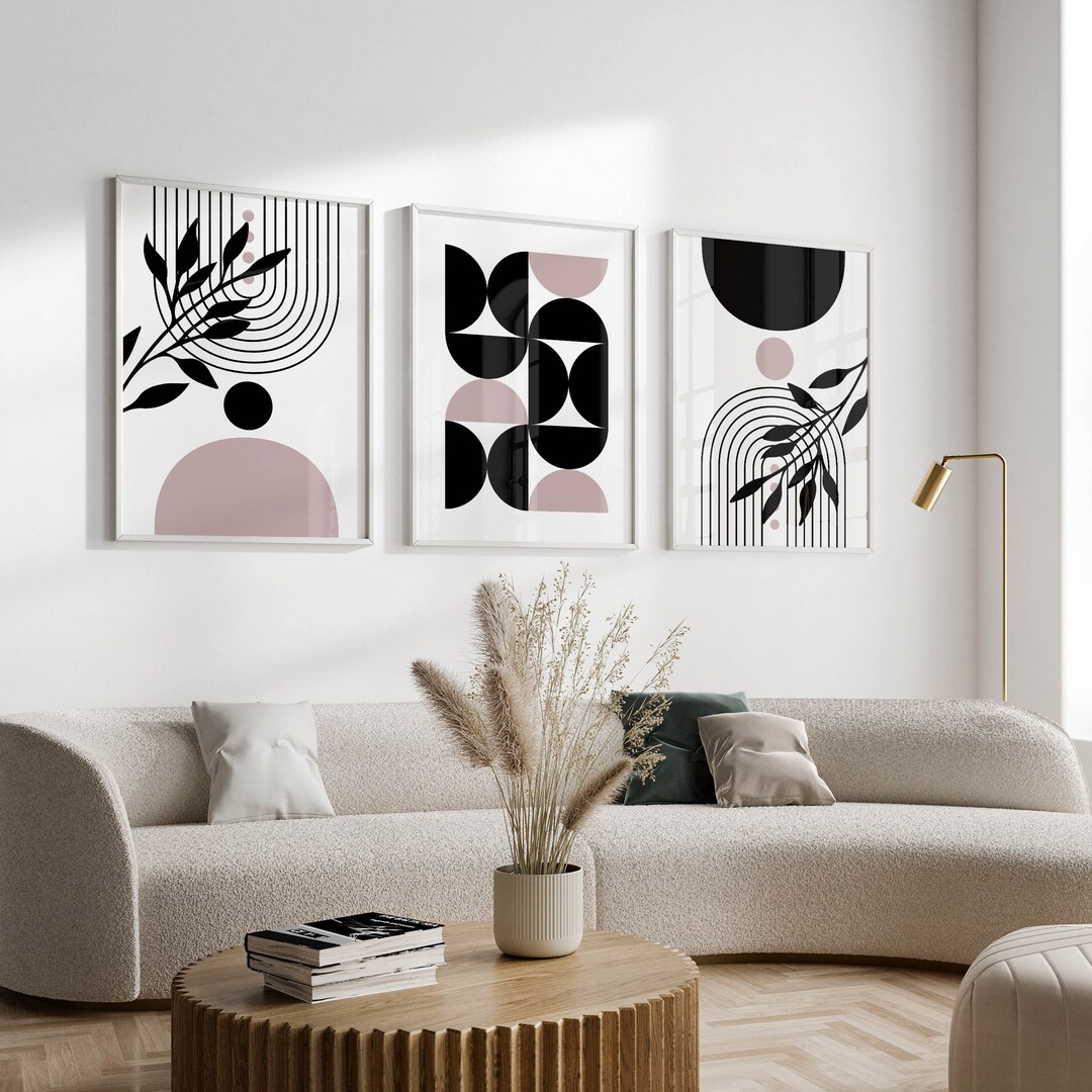 3 Piece Boho Wall Art in Mauve Purple Set of 3 Botanical Etsy