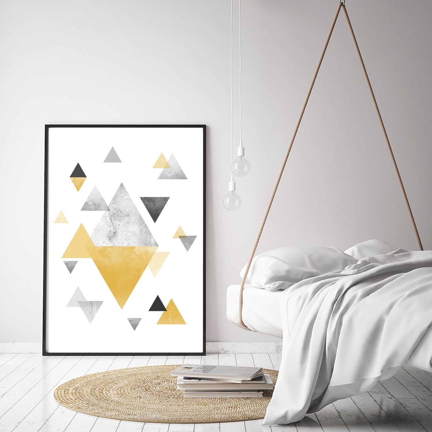 Yellow Abstract Print Geometric Art Scandinavian Print Etsy