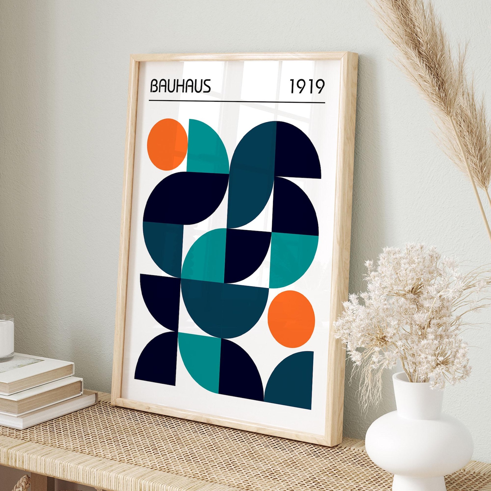 Retro Bauhaus Poster Wall Art, Colourful Mid Century Modern Art Print ...