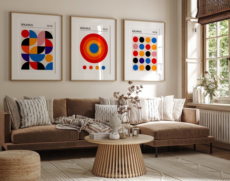 Set of 3 Bauhaus Posters Mid Century Modern 3 Piece Wall Art - Etsy