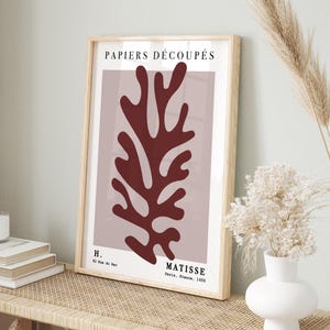 Matisse Art Print in Dunkelrot, Abstraktes Poster, Botanische Wandkunst, Wohnzimmer Wandkunst, Retro Poster, Mid Century Modern Dekor, Schlafzimmer Kunstwerk