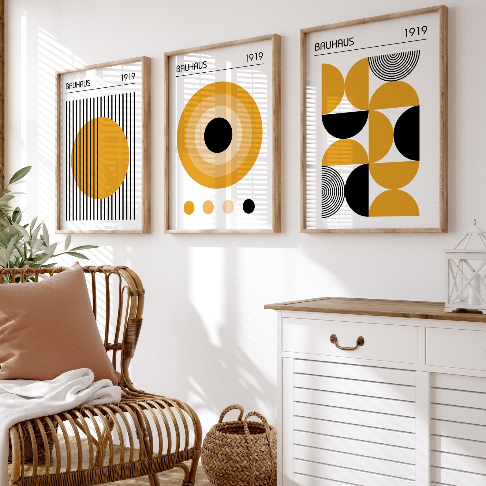 Bauhaus Wall Art, Set of 3 Mid Century Modern Posters and Prints in ...