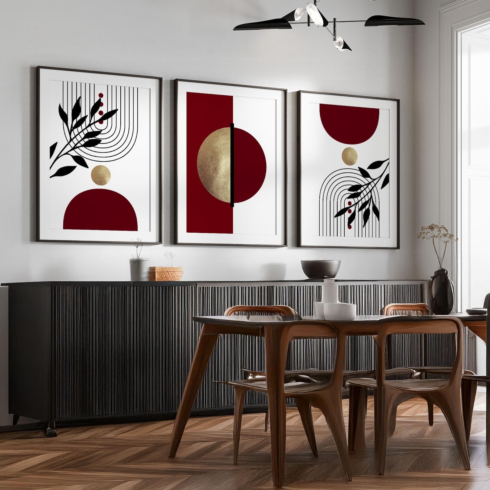 Photo inspiration: Fresh Look at Set Of 3 Burgundy Red Wall Art Prints Maroon Red