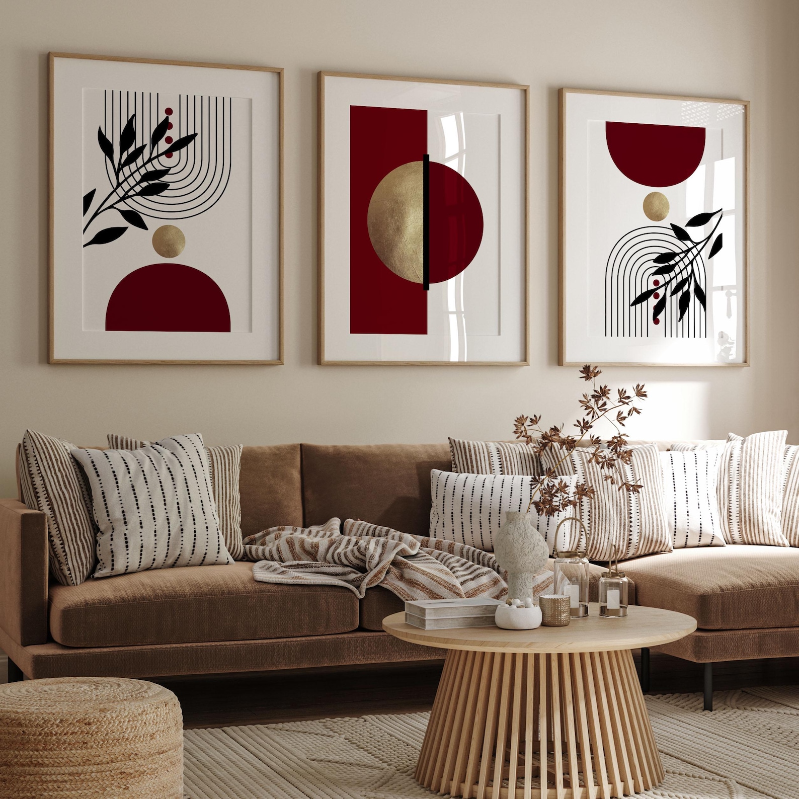 Photo inspiration: Gallery Detail: Set Of 3 Burgundy Red Wall Art Prints Maroon Red