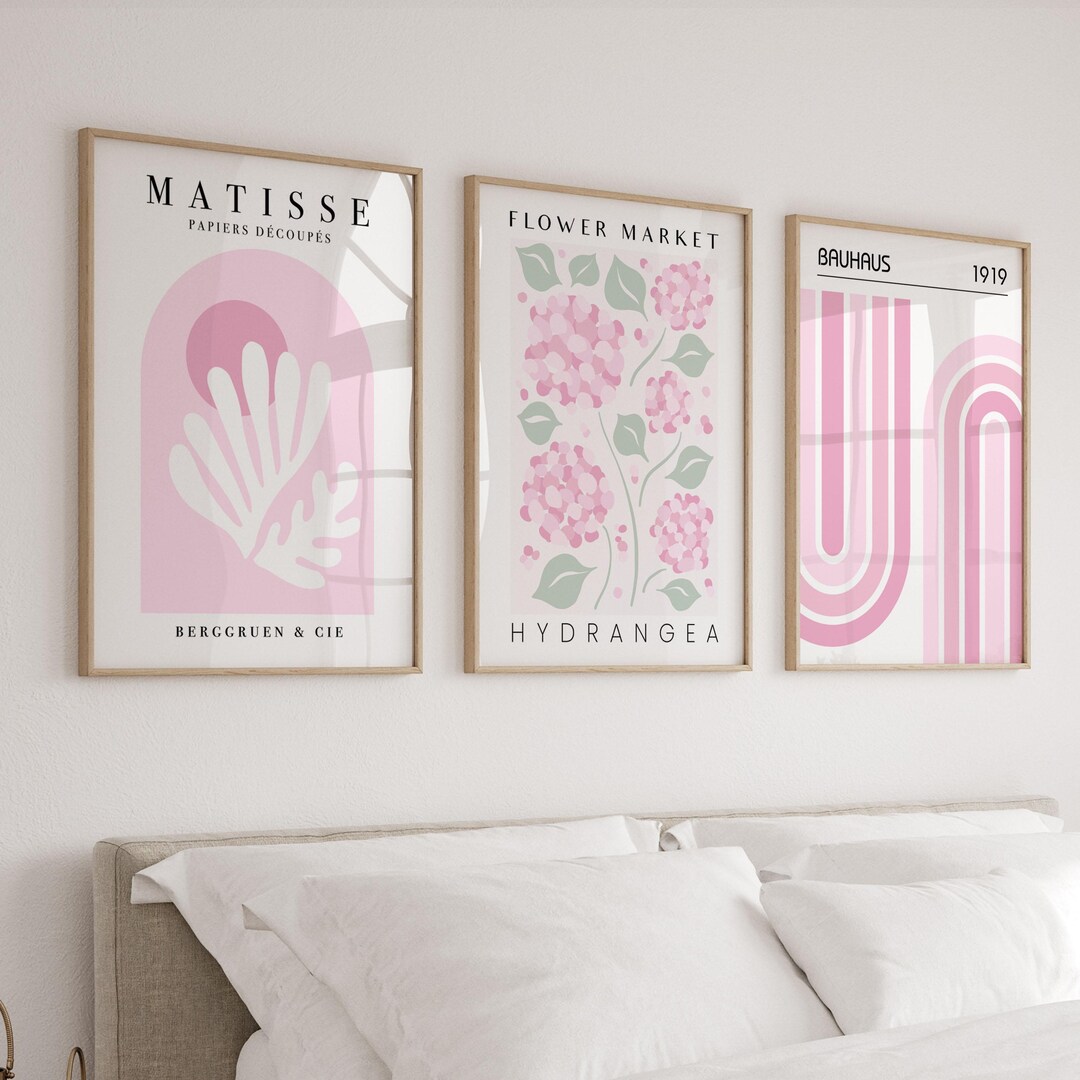 Set van 3 roze Henri Matisse print Picasso poster kunst aan de