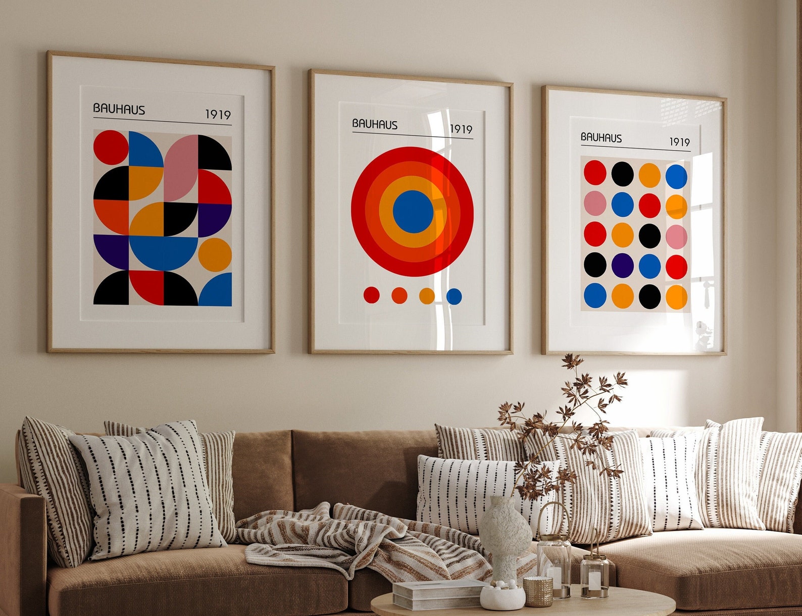 Set of 3 Bauhaus Posters, Mid Century Modern 3 Piece Wall Art ...