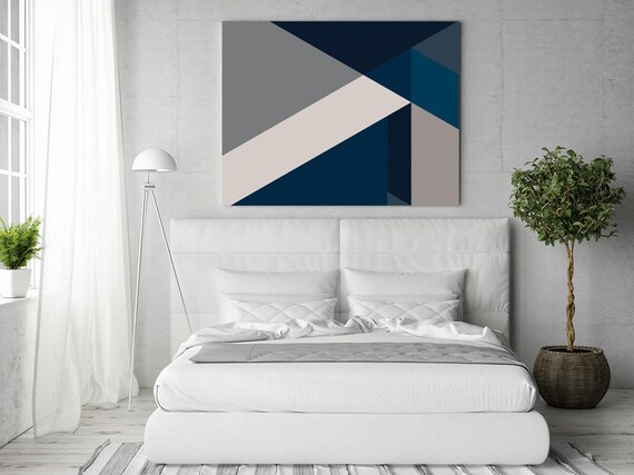 Navy Blue Beige Print Color Block Poster Geometric Print Abstract Art Modern Wall Print Home Decor A1 Poster 12x16in Print Avenue