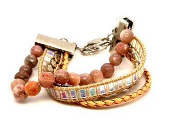 Victoria Emerson Pink Beads/Braided Multistrand Bracelet
