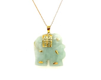 10k Gold Elephant Pendant Necklace - Etsy