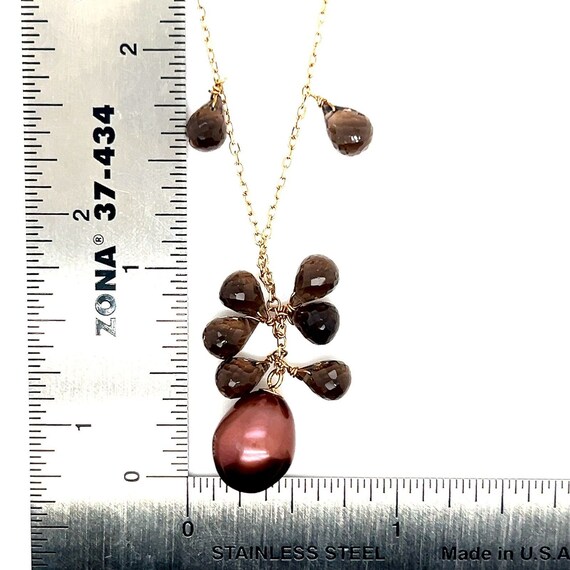 14k Gold Pearl Y Necklace - image 6