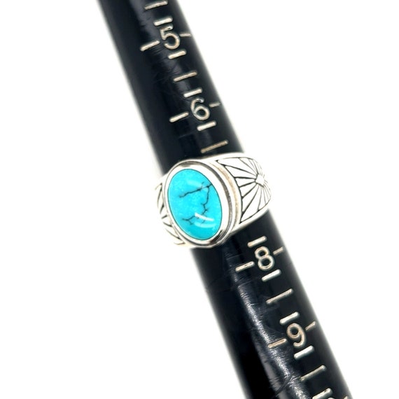 Oval Shaped Turquoise 925 Ring - image 4