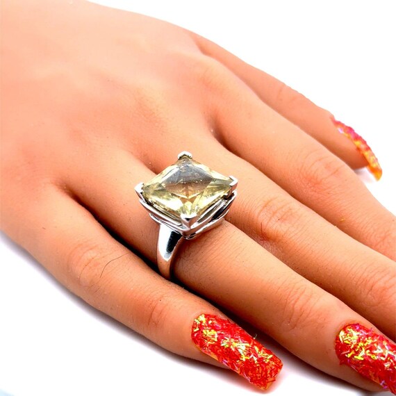Huge 925 Silver Lemon Quartz Ring - image 9