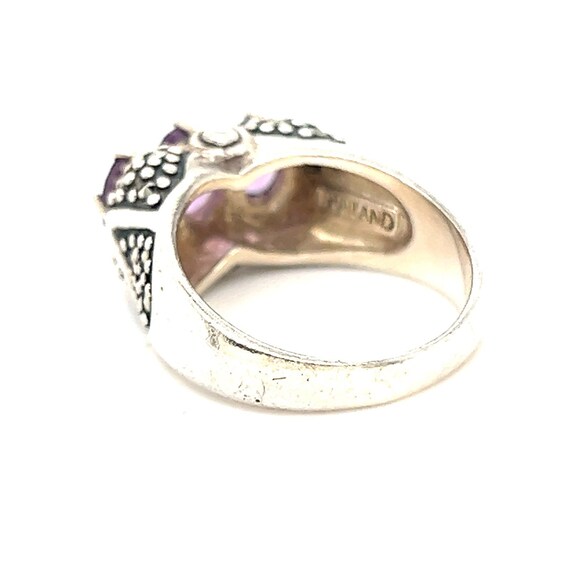 Sterling Silver 3-Amethysts Ring - image 4