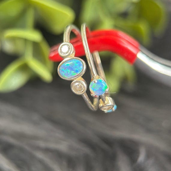 Sterling Silver 925 Stackable Opal Ring Set - image 3