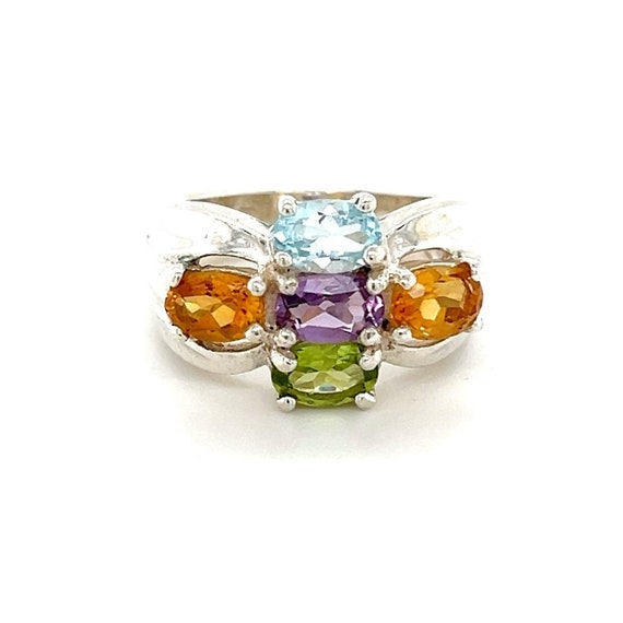 Sterling Silver 925 5-Gems Ring - image 1