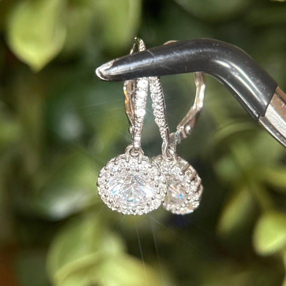 925 Silver Cz Dangle Earrings - image 5