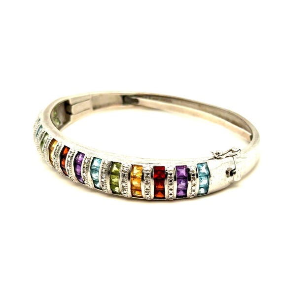 Silver 925 Multi Stones Bangle - image 3