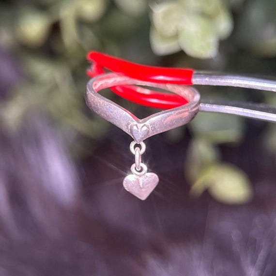 Silver 925 Heart Dangle Ring - image 2