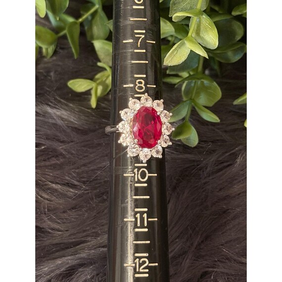 Sterling Silver Ruby/Cz Flower Ring - image 11