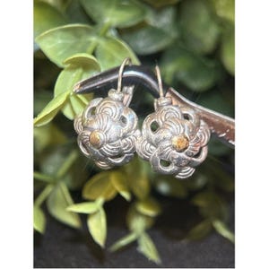 Brighton Silver-Tone Floral Drop Earrings with Gold Accent image 2