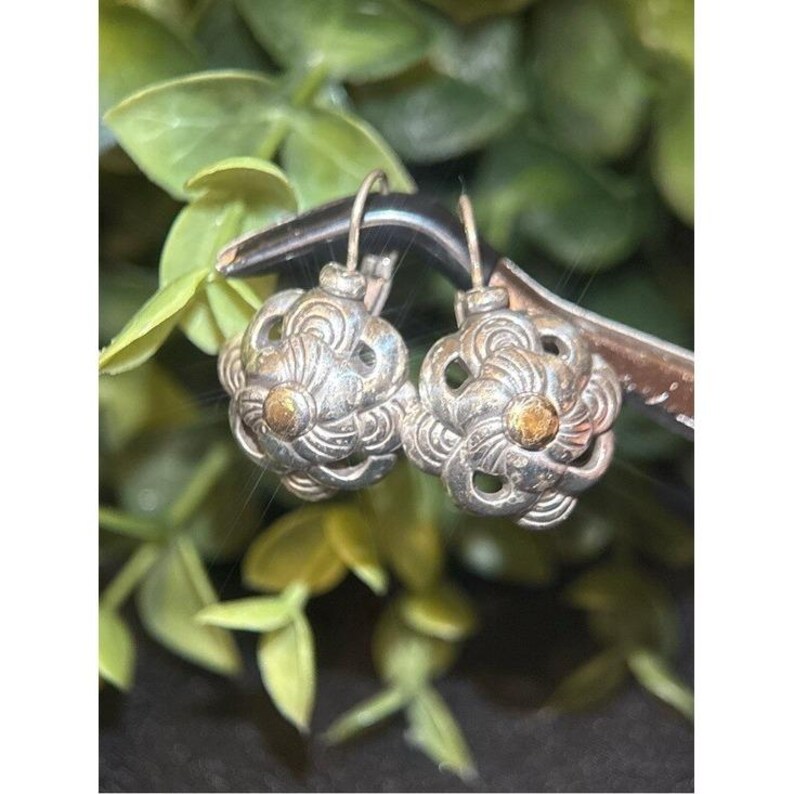 Brighton Silver-Tone Floral Drop Earrings with Gold Accent image 2