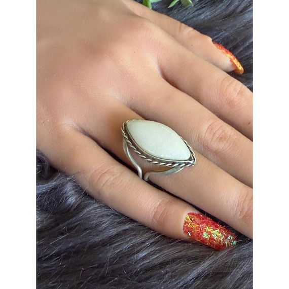 White Stone Adjustable Ring - image 6