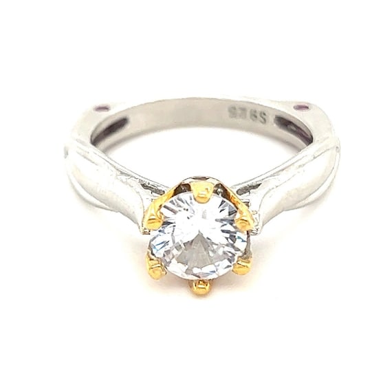 Two-Tone White/Pink Cz Ring