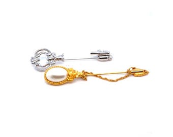 Classic Pearl & Avon Drop Tie Pins Lot