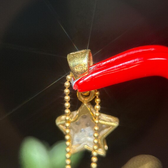 18k Gold Star Pendant 14k Gold Ball Chain Necklac… - image 12