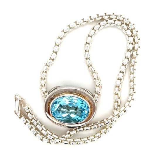 Sterling Silver Large Blue Topaz Necklace - image 4