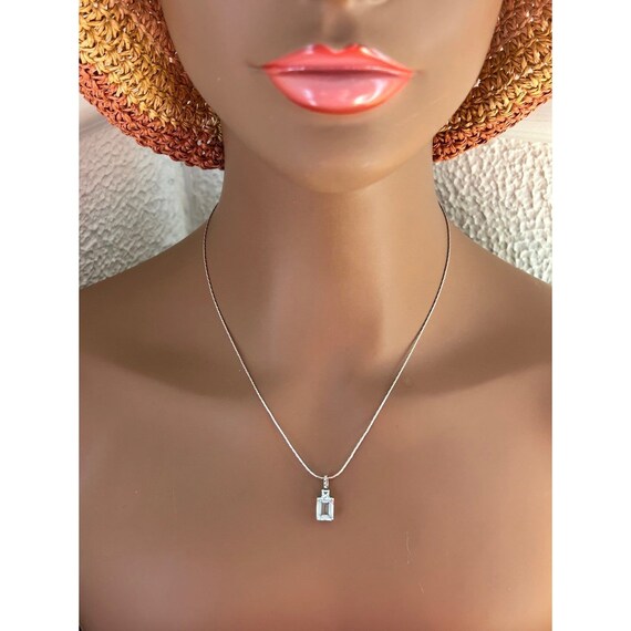 Aquamarine & Diamonds Silver Pendant Necklace - image 9