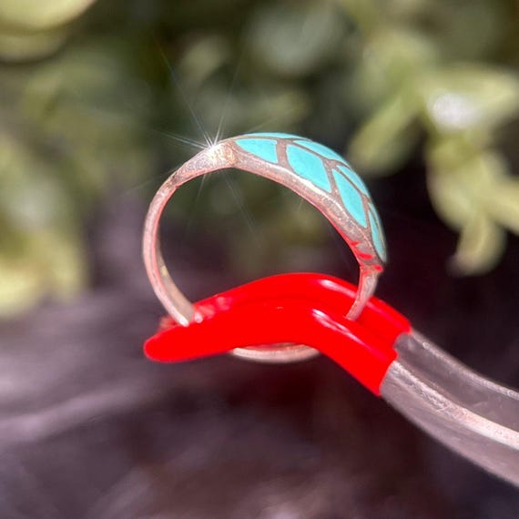 Silver 925 Petite Enamel Leaf Ring - image 4