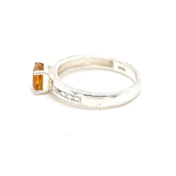 Silver 925 Orange Stone Ring - image 4