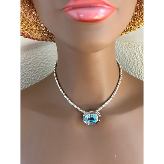 Sterling Silver Large Blue Topaz Necklace - image 10