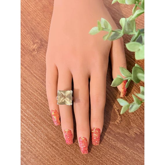 Huge 925 Silver Lemon Quartz Ring - image 10