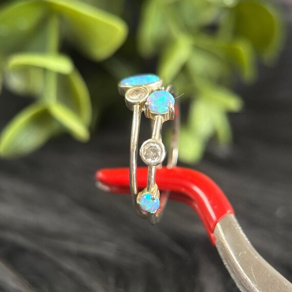 Sterling Silver 925 Stackable Opal Ring Set - image 5