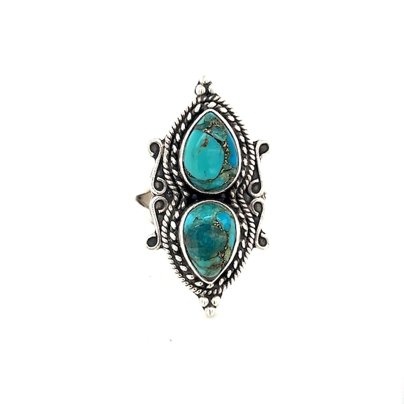 Silver 925 2-Turquoise Ring - image 1