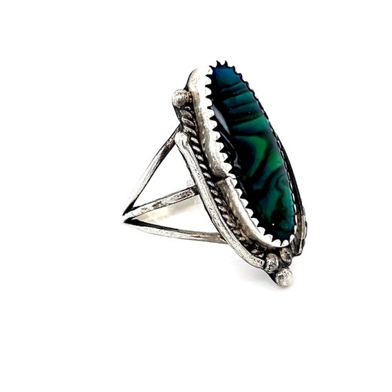 Sterling Silver Oval Green Stone Ring - image 6