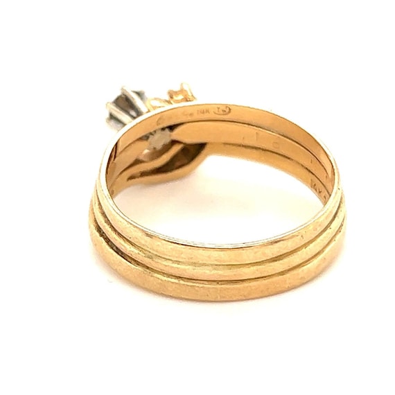 14k Soldered Bands Diamond Vintage Ring - image 5