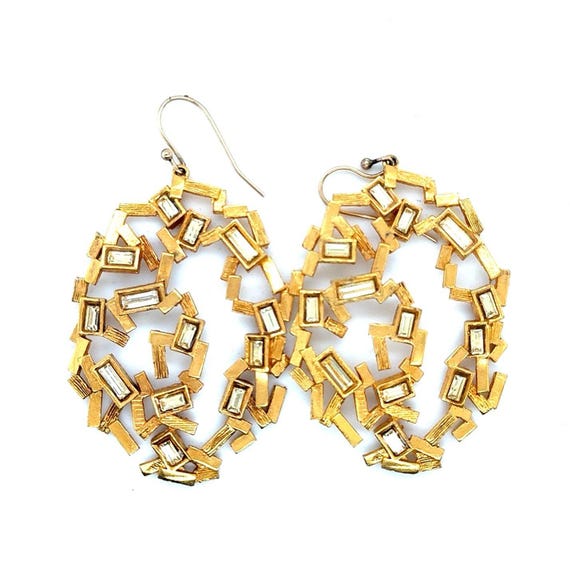 Geometric Crystal Statement Earrings - image 1