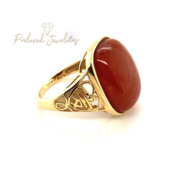 14k Huge Brown Gemstone Ring Gem