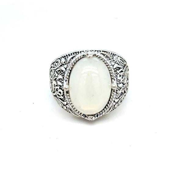 Large Milky White Stone Ring - image 1
